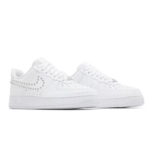 Nike Air Force 1 Low "White/Metallic Silver" Studded sneakers Woman's Size 9.5